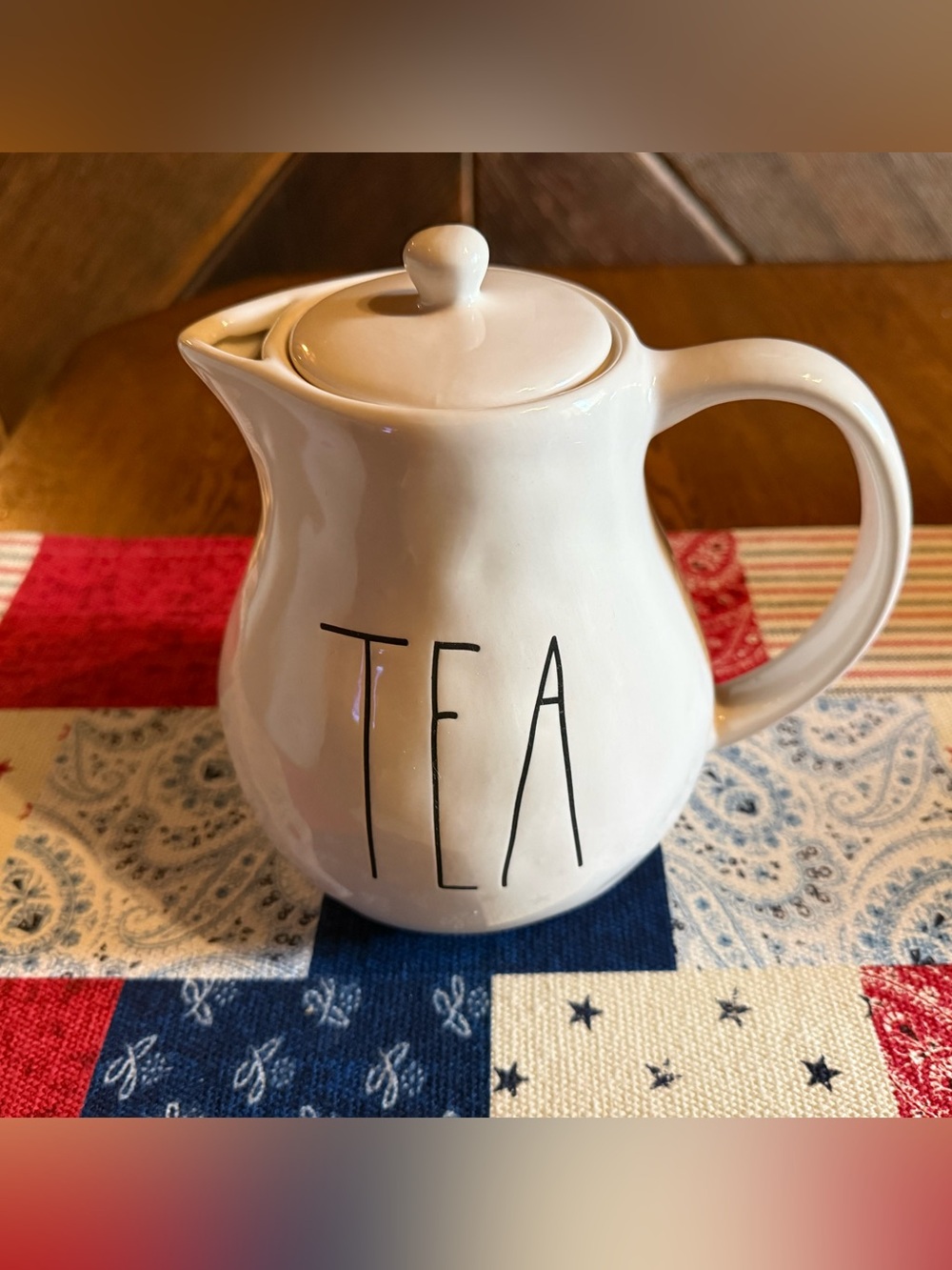 Rae Dunn White Ceramic TEA Teapot